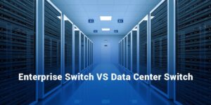 Corredor de um datacenter com racks de servidores e switches de rede, representando uma infraestrutura de TI corporativa